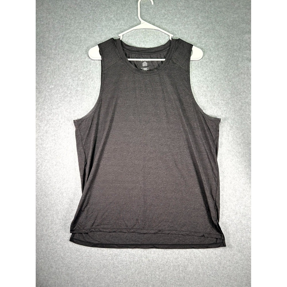 Equinox Maximize Tank Top Mens Large Dark Gray Stretch Running Gym Side Slit